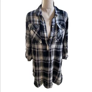 SO Black & White Flannel Shirt Dress-Size XL